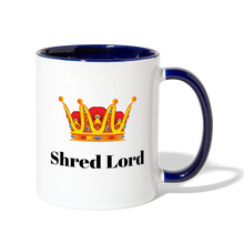 Load image into Gallery viewer, Shred Lord Coffee Mug - white/cobalt blue
